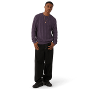 Interlaced Jacquard Overdyed Crew - Raisin