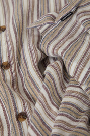 Bunker Twisted Chemise Col Camp Rayée - Rouge Intense