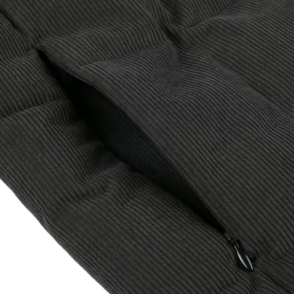 Corduroy Wave Puffer Jacket - Black