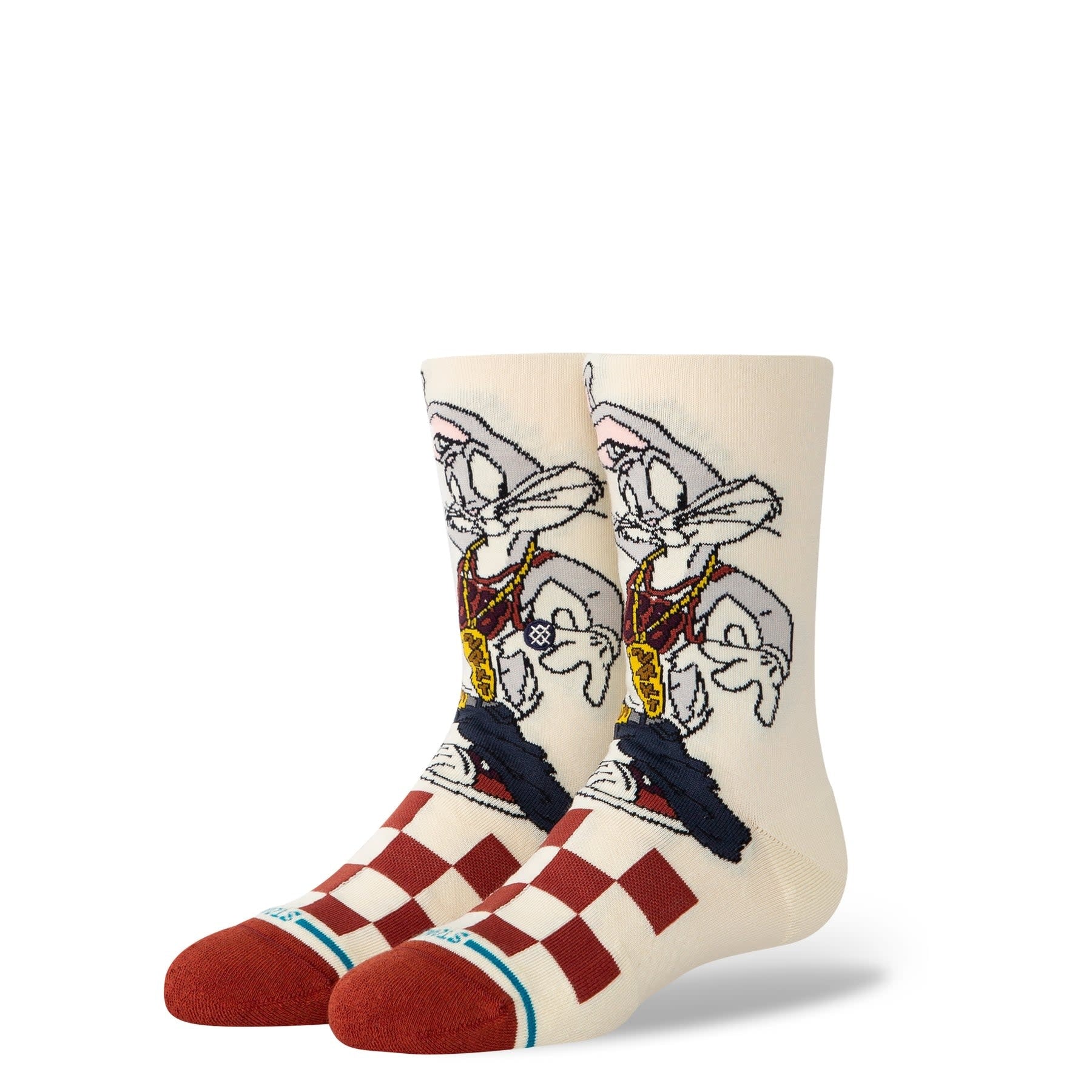 Kids "Looney Tunes" Bugs Crew Socks - Vintage White