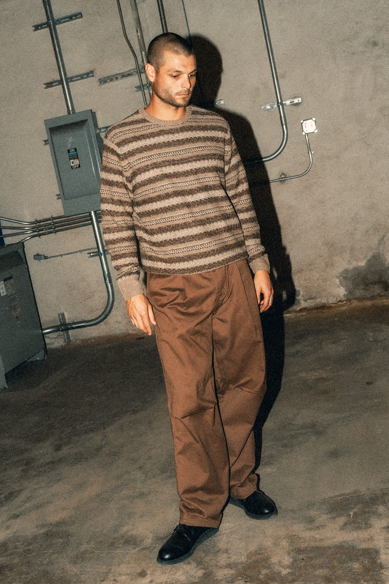 Midnight Crew Sweater - Multi Neutral Stripe