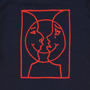 Moonsmile Raw T-Shirt - Navy/Red