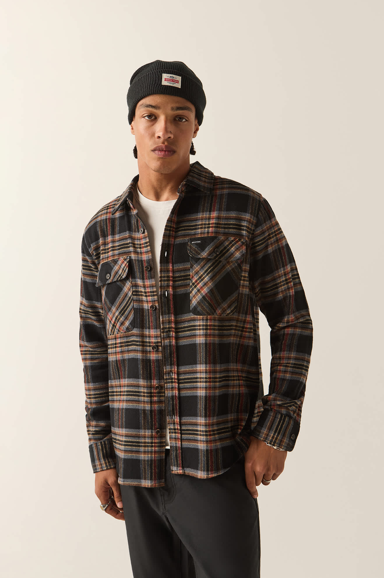 Bowery Flannel - Black/Red Earth