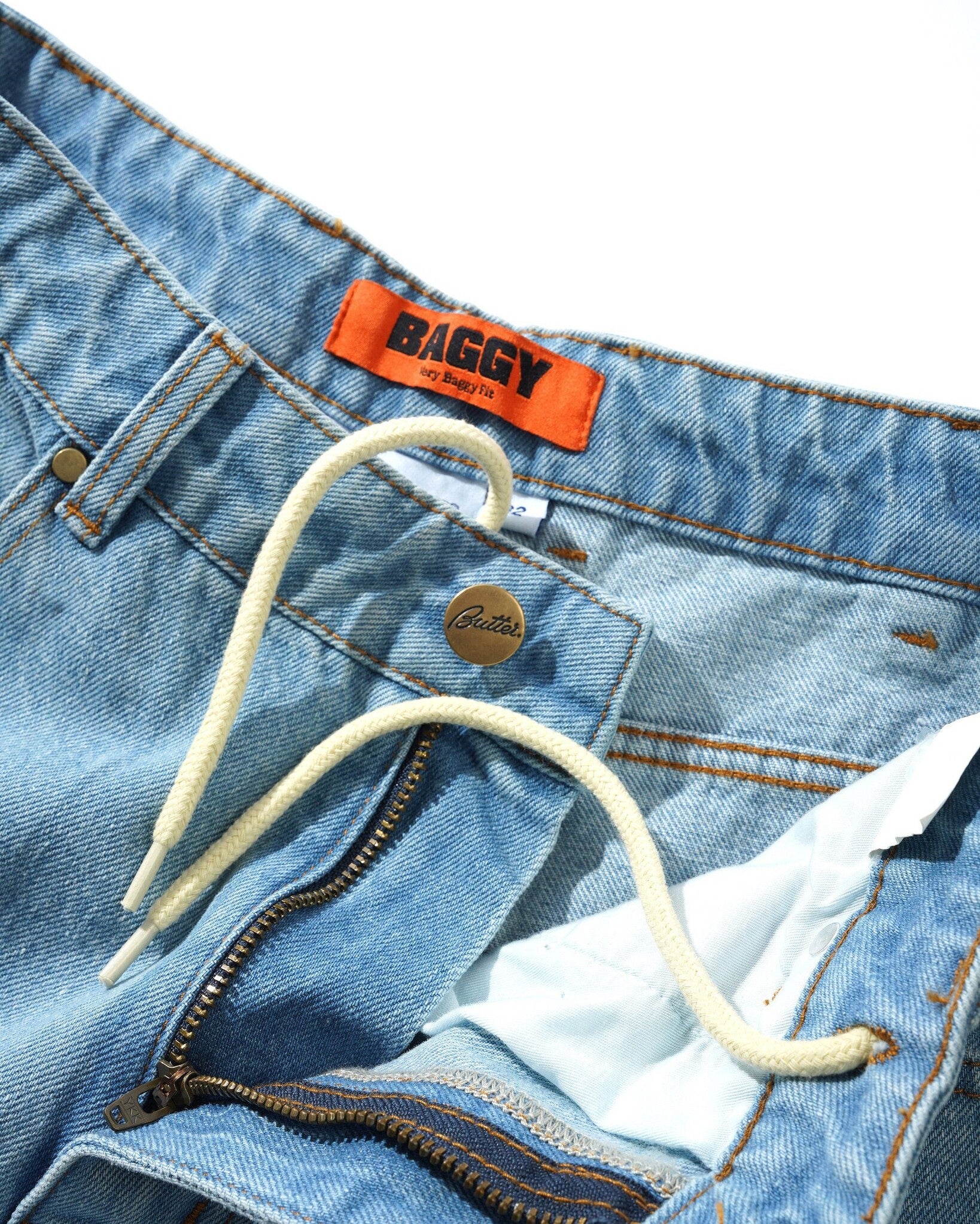 Lock Baggy Denim Jeans - Light Indigo