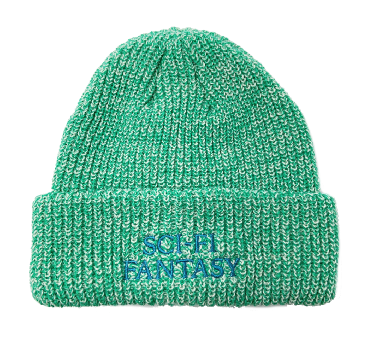 Mixed Yarn Logo Beanie - Green/Cream