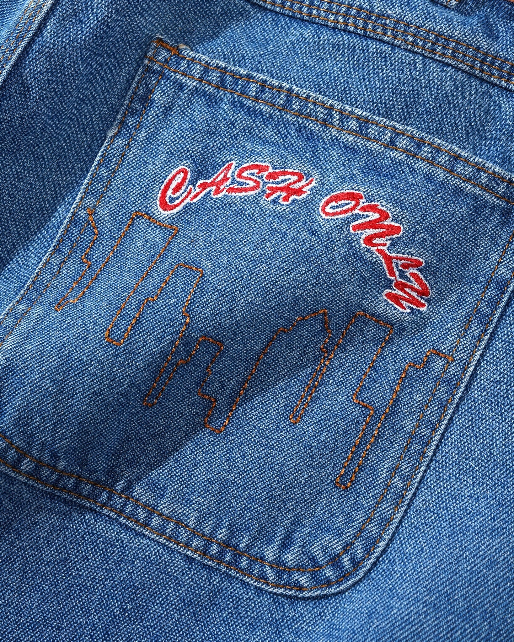 Jean baggy en denim avec logo - Indigo délavé