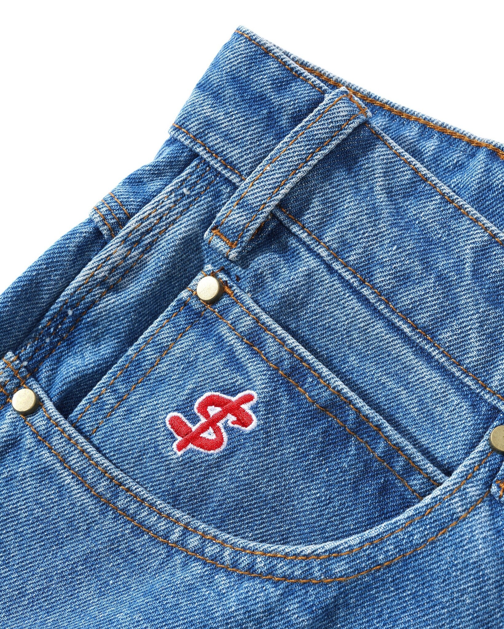 Jean baggy en denim avec logo - Indigo délavé