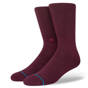 Icon Crew Socks - Burgundy