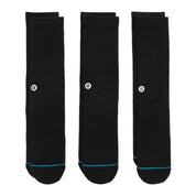 Icon 3 Pack Crew Socks - Noir