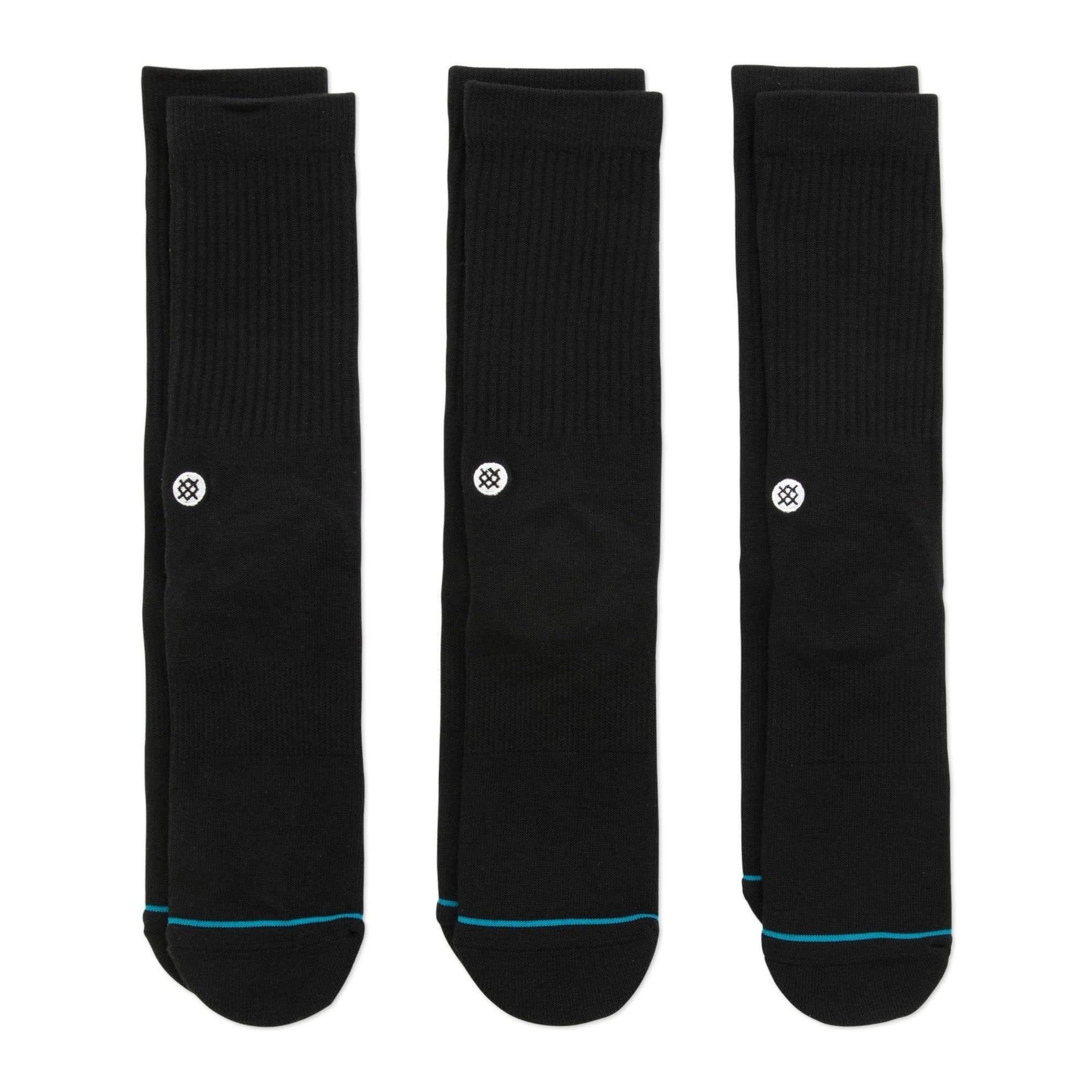 Icon 3 Pack Crew Socks - Black