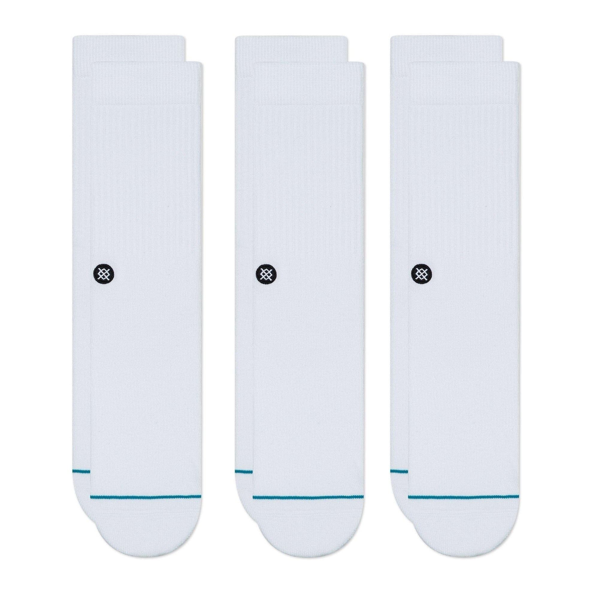 Icon 3 Pack Crew Socks - Blanc