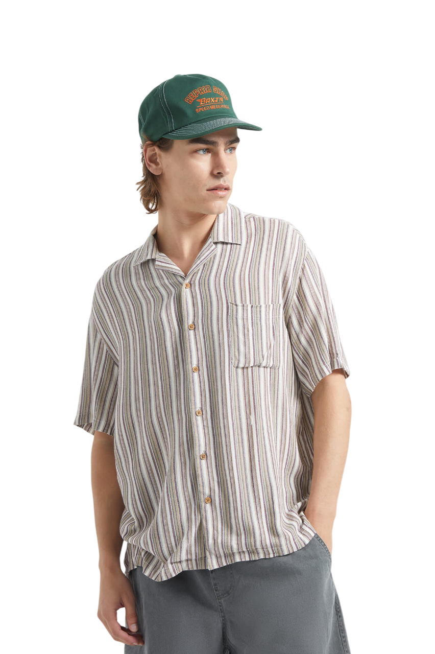 Bunker Twisted Chemise Col Camp Rayée - Rouge Intense