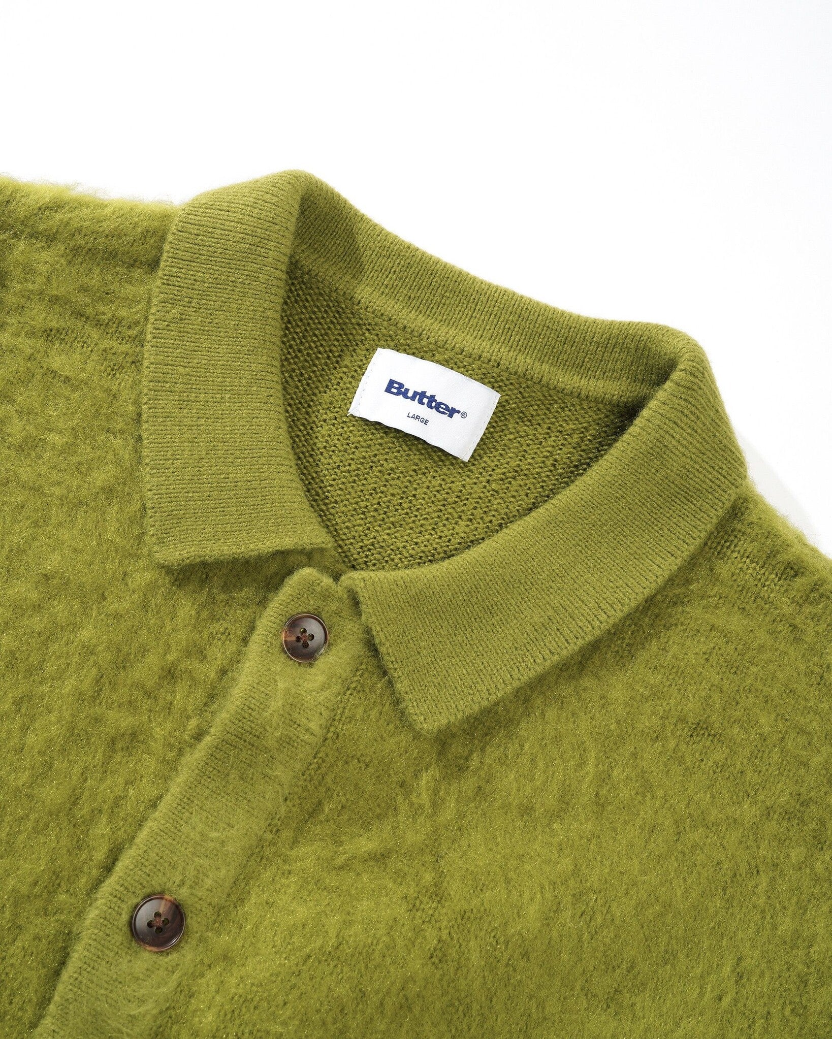 Mohair Button Up Knitted Shirt - Moss