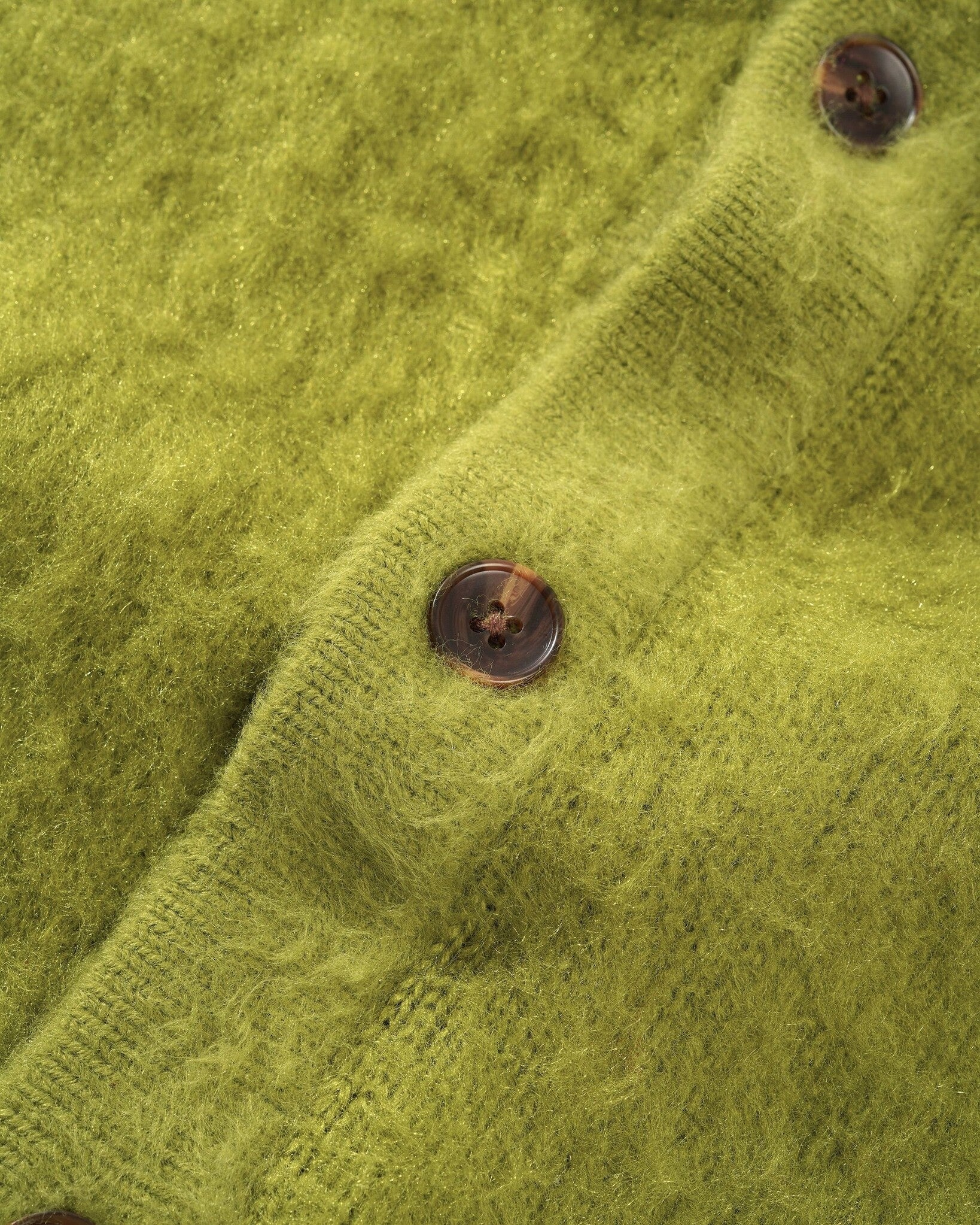 Mohair Button Up Knitted Shirt - Moss