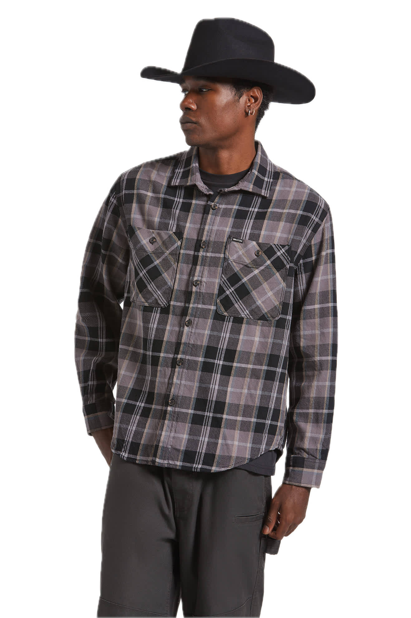 Vintage Wash L/S Flannel - Black/Charcoal Beige/Slate