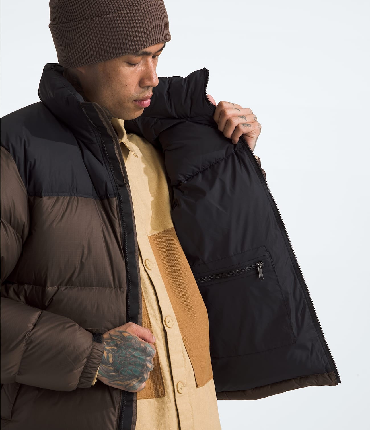 Veste Nuptse rétro 1996 - Marron fumé/noir TNF