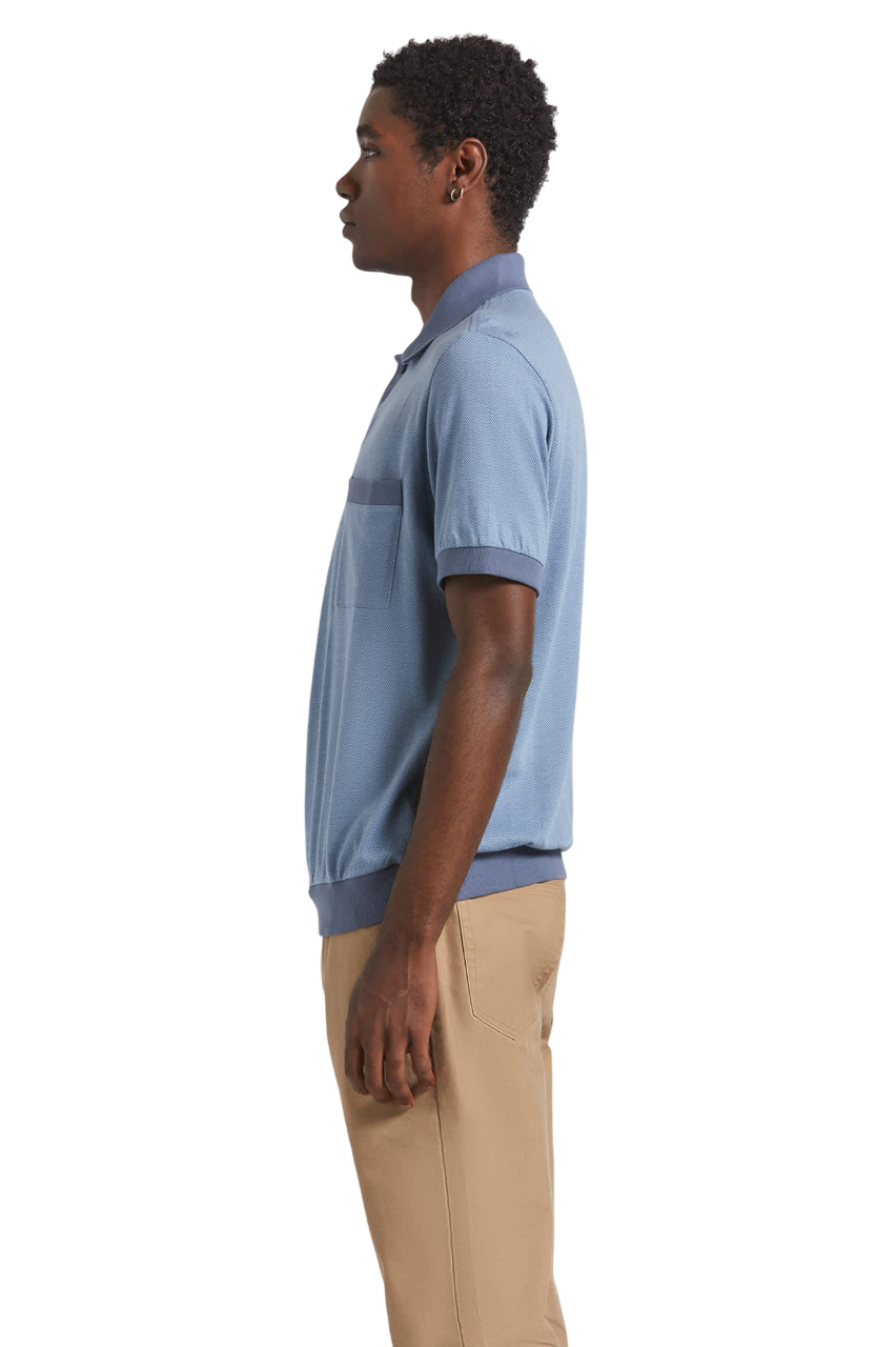 Weekend Herringbone Polo - Borrow Blue/Berring Sea
