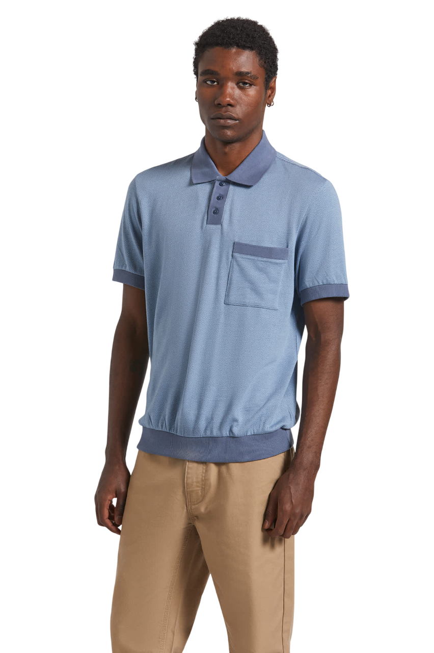 Weekend Herringbone Polo - Borrow Blue/Berring Sea