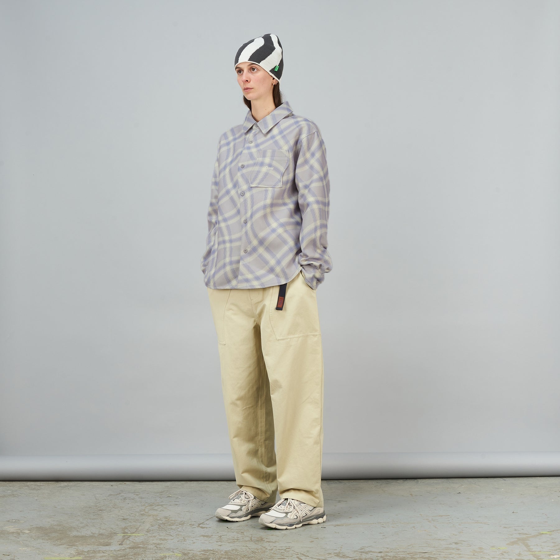 Plaid Fleece Shirt - Lilac Gray