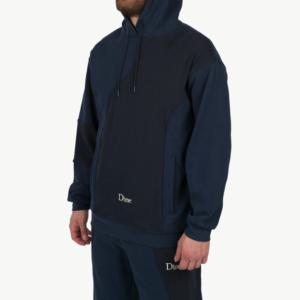 Ribbed Pannel Hoodie - Navy