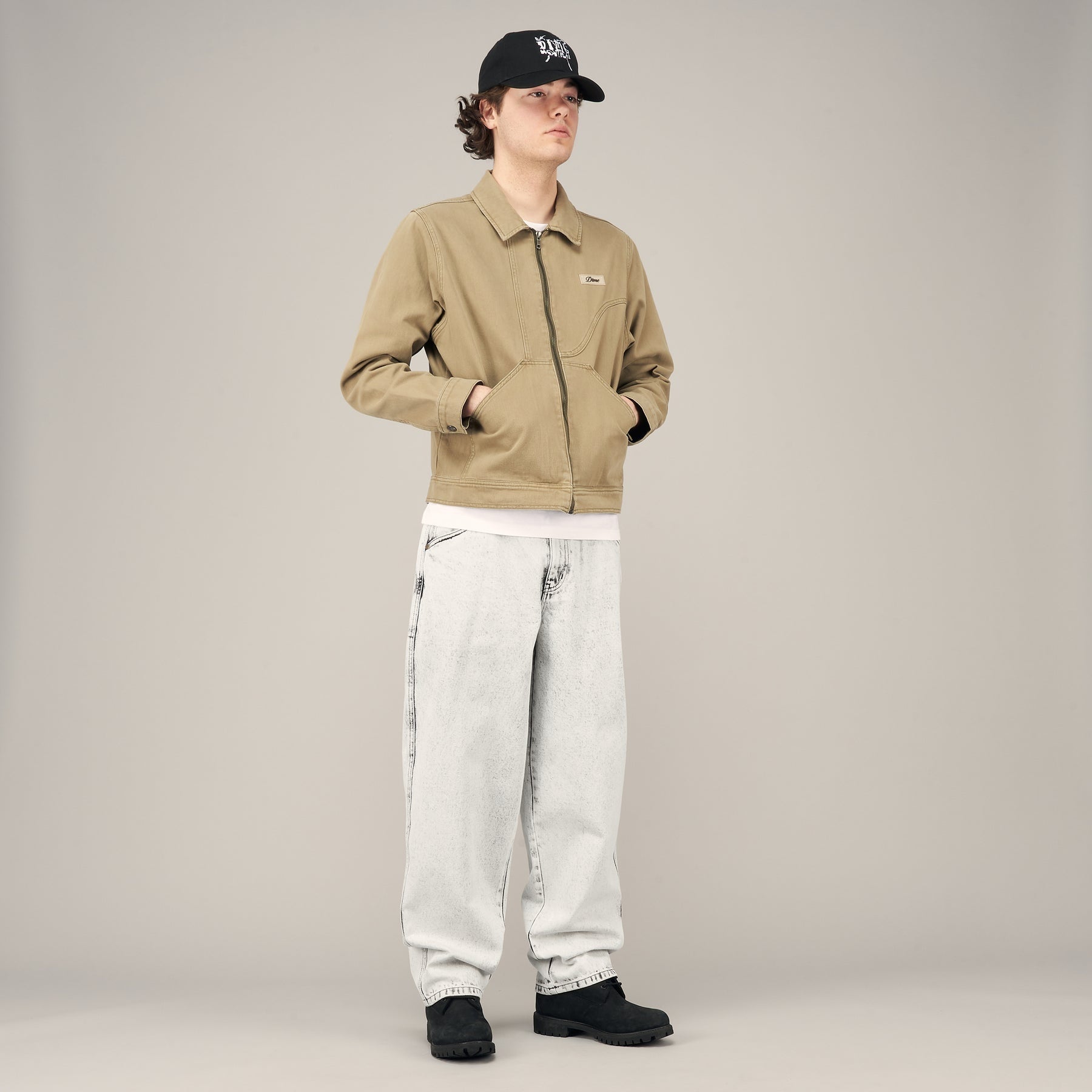 Classic Baggy Denim Pants - Smoke White