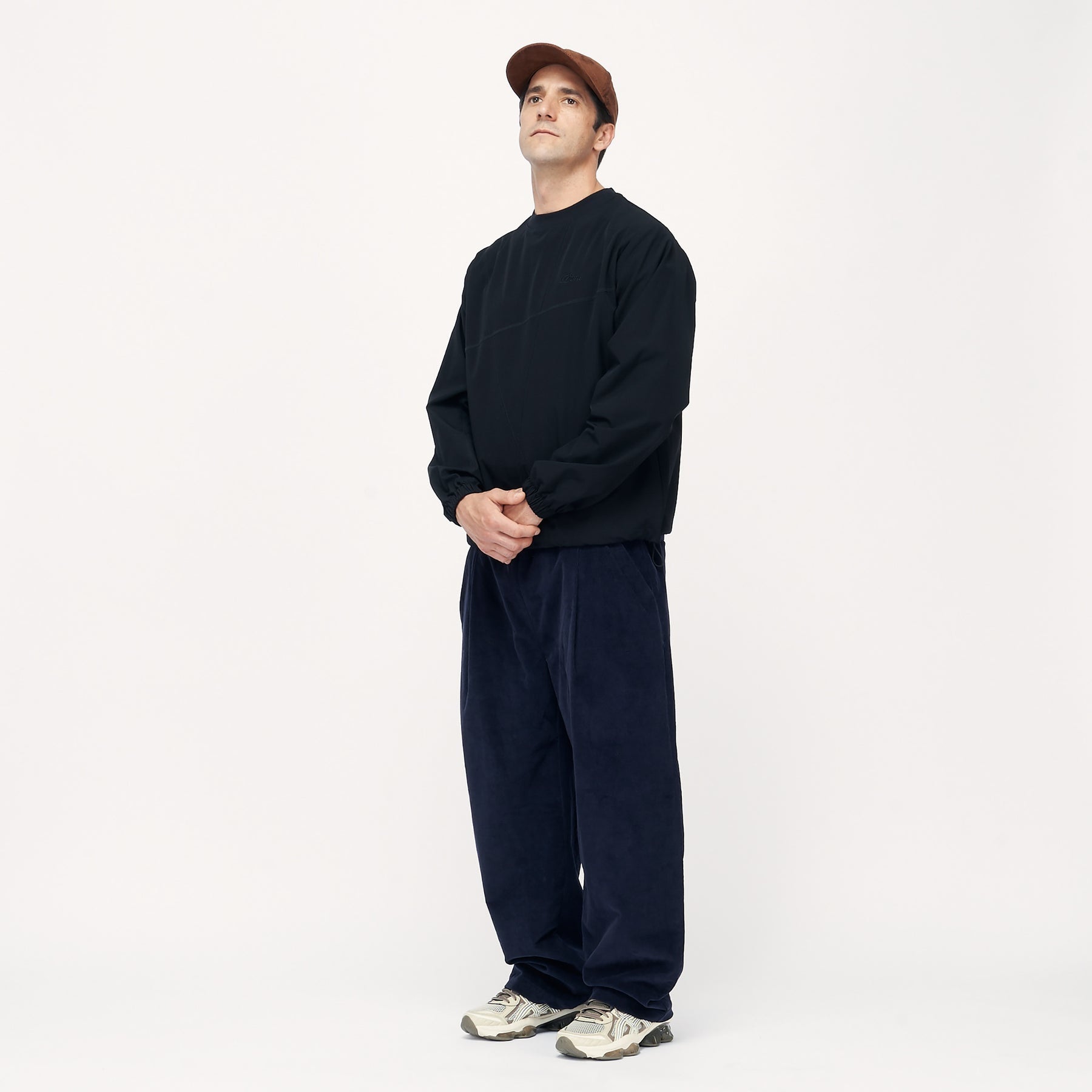 Pleated Corduroy Pants - Navy