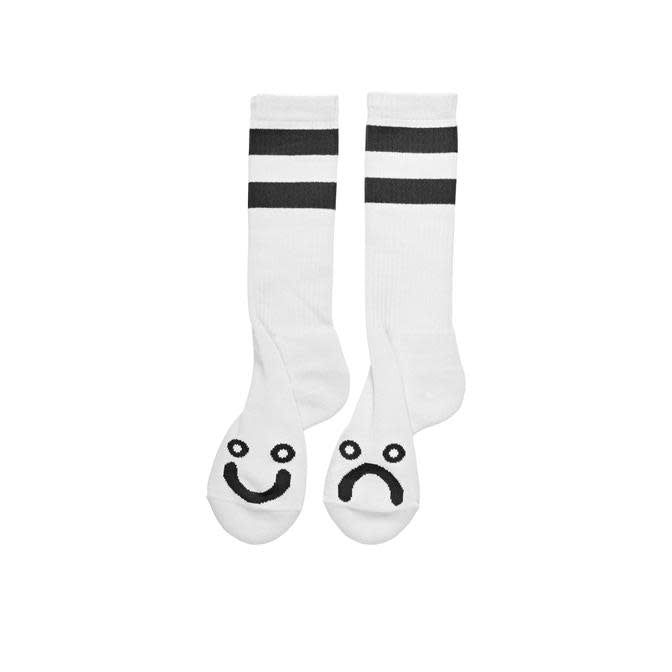 Happy Sad Long Socks - White