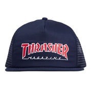 Embroidered Outlined Trucker Hat - Navy