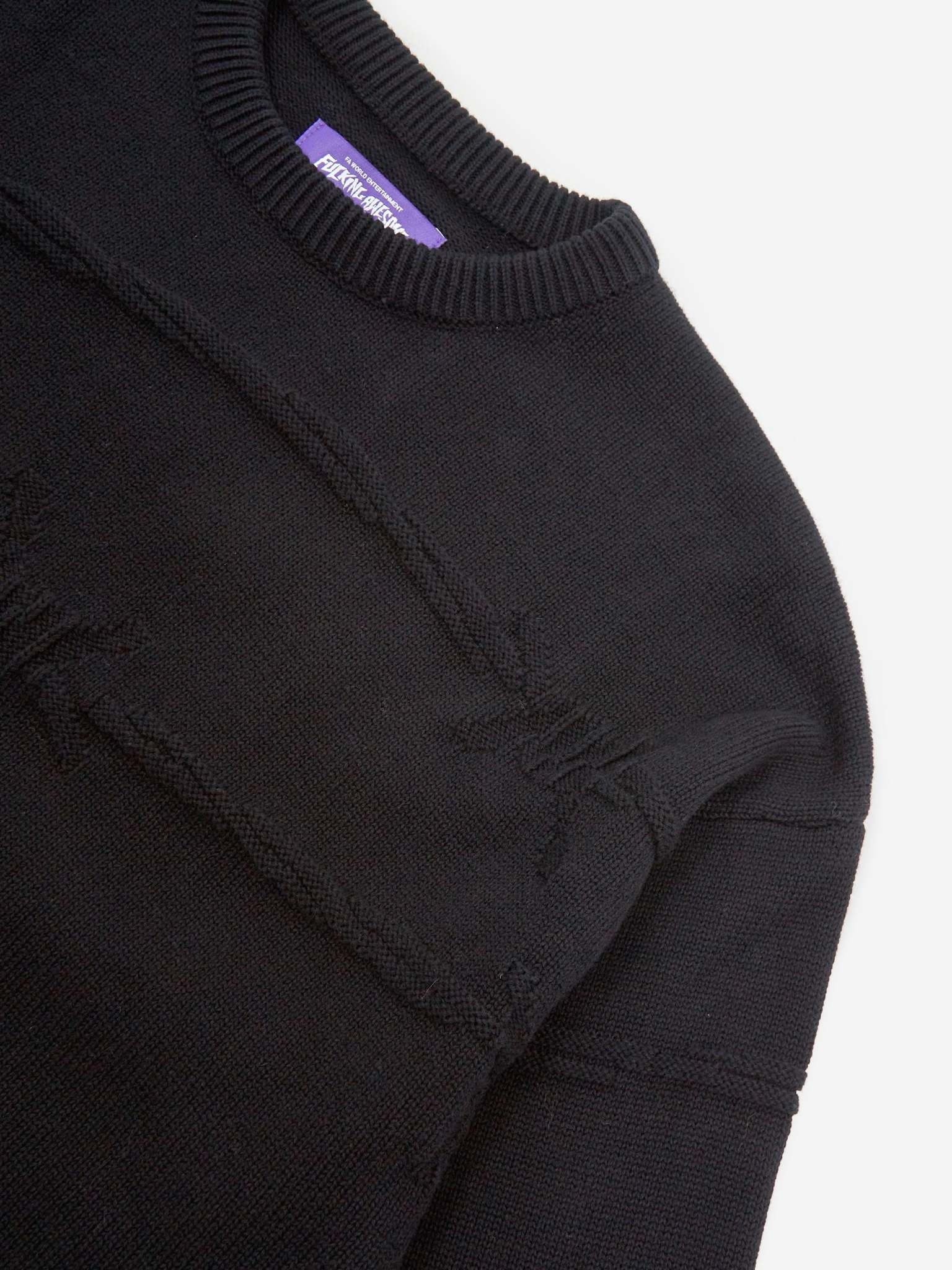 トップス Barbed Wire Knit Sweater fucking awesome Fucking Awesome Barbed Wire Knit Sweater - Black – Palm Isle Skateshop