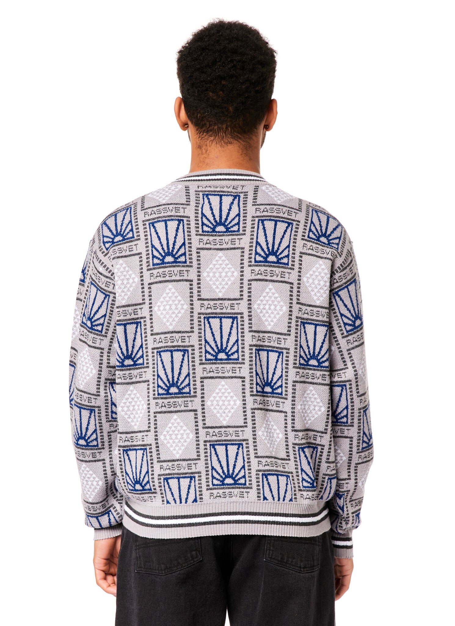 Rassvet Pattern Logo Jacquard Sweater Knit - Light Grey