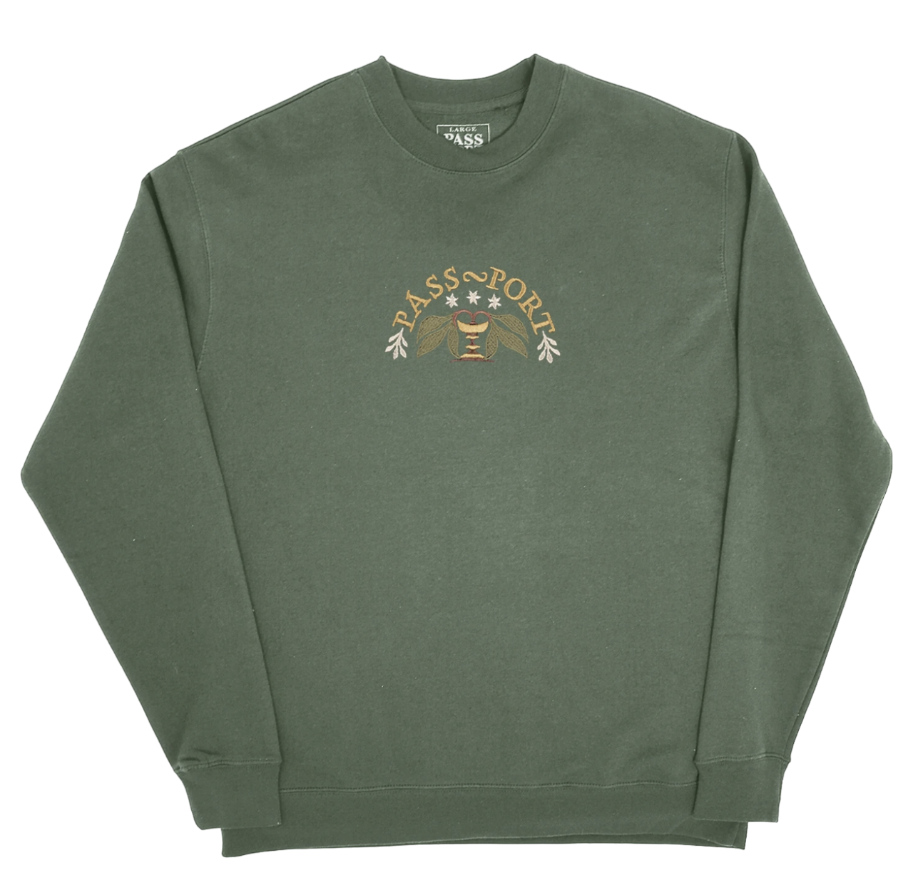 Arched Embroidery Crewneck - Alpine Green