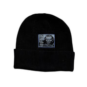 Embroidered Patched Beanie - Black