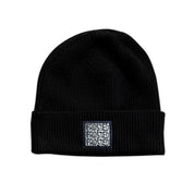 Embroidered Patched Beanie - Black