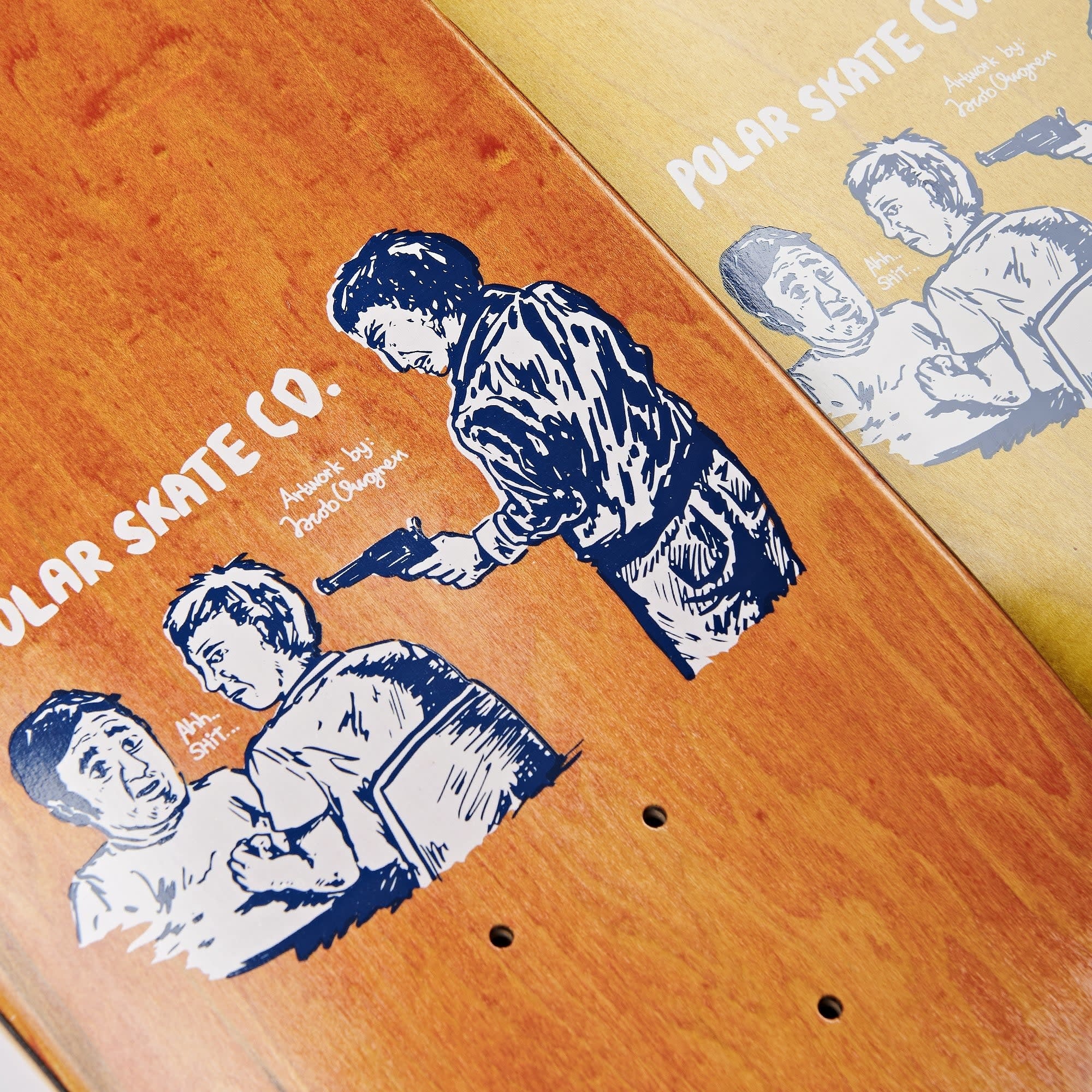 Paul Grund "Cold Streak" Orange Surf Jr Shape Deck - 9.0"