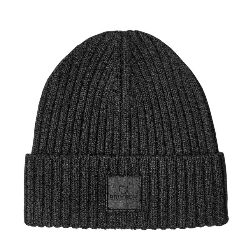 Alpha Square Merino Wool Beanie - Black