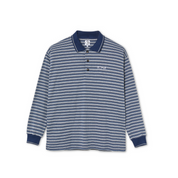 Polo rayé à manches longues - Bleu marine