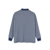 Polo rayé à manches longues - Bleu marine