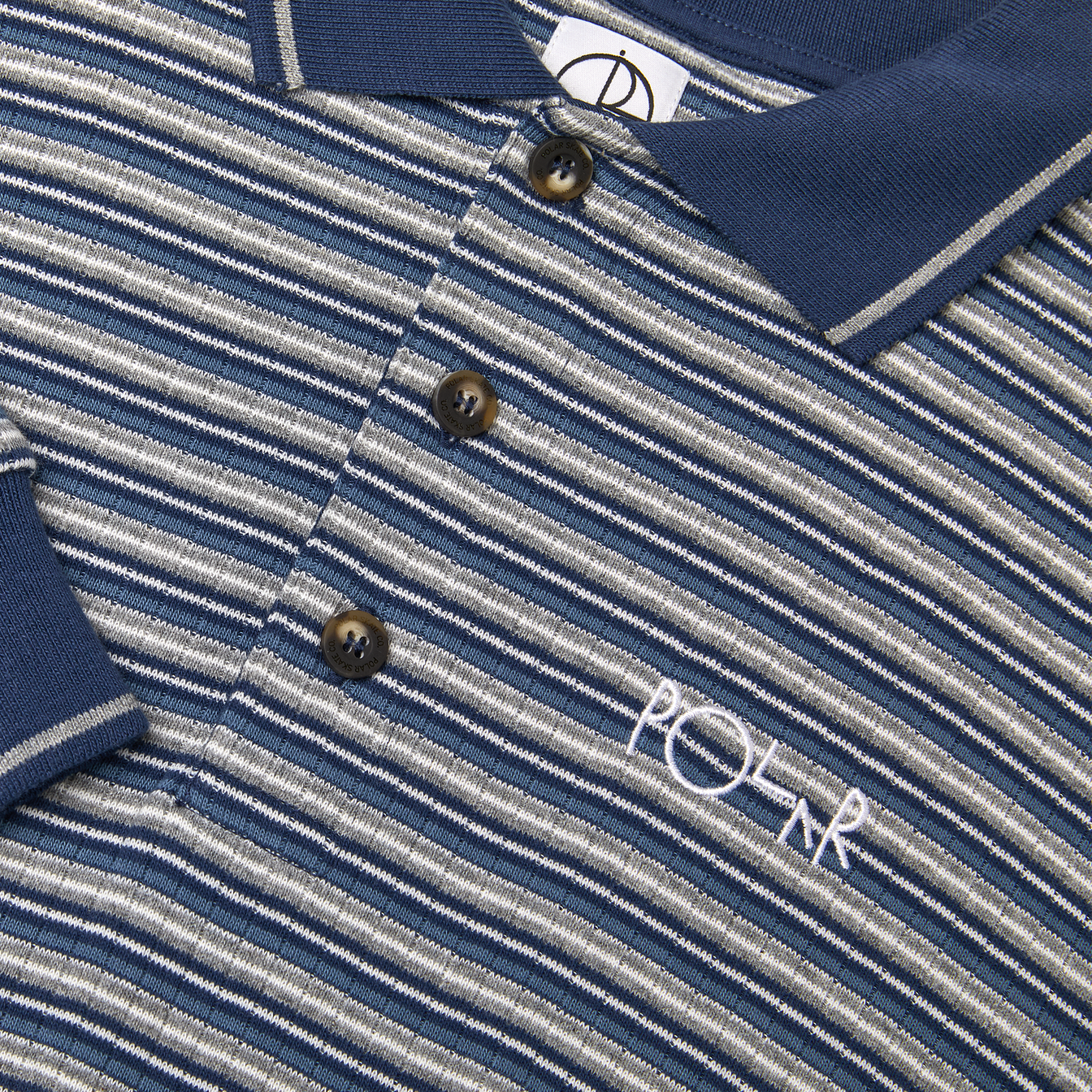 Polo rayé à manches longues - Bleu marine