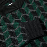 Zig Zag Knit Sweater - Black/Dark Teal