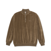 Zip Neck Sweatshirt - Stripe Velour Beech