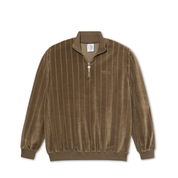 Zip Neck Sweatshirt - Stripe Velour Beech