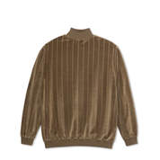 Zip Neck Sweatshirt - Stripe Velour Beech