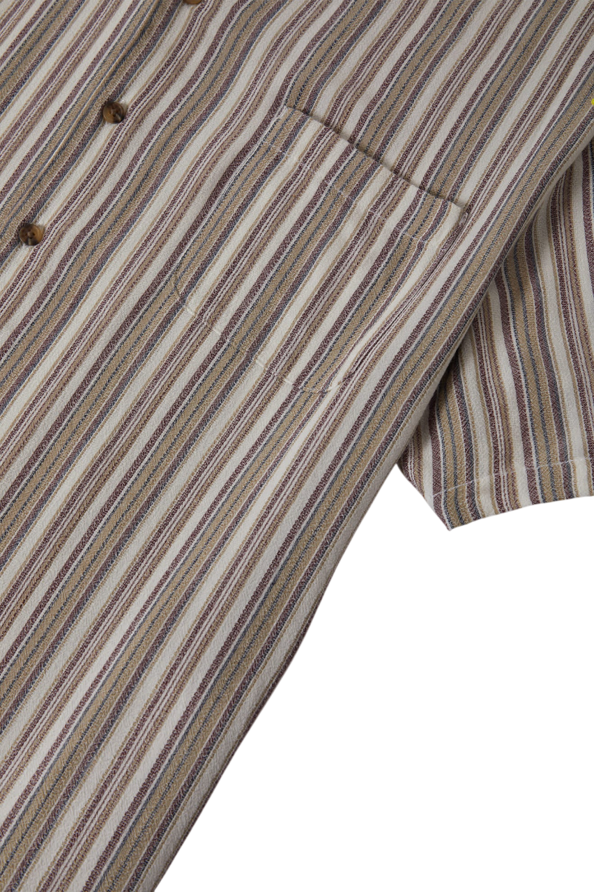 Bunker Twisted Chemise Col Camp Rayée - Rouge Intense