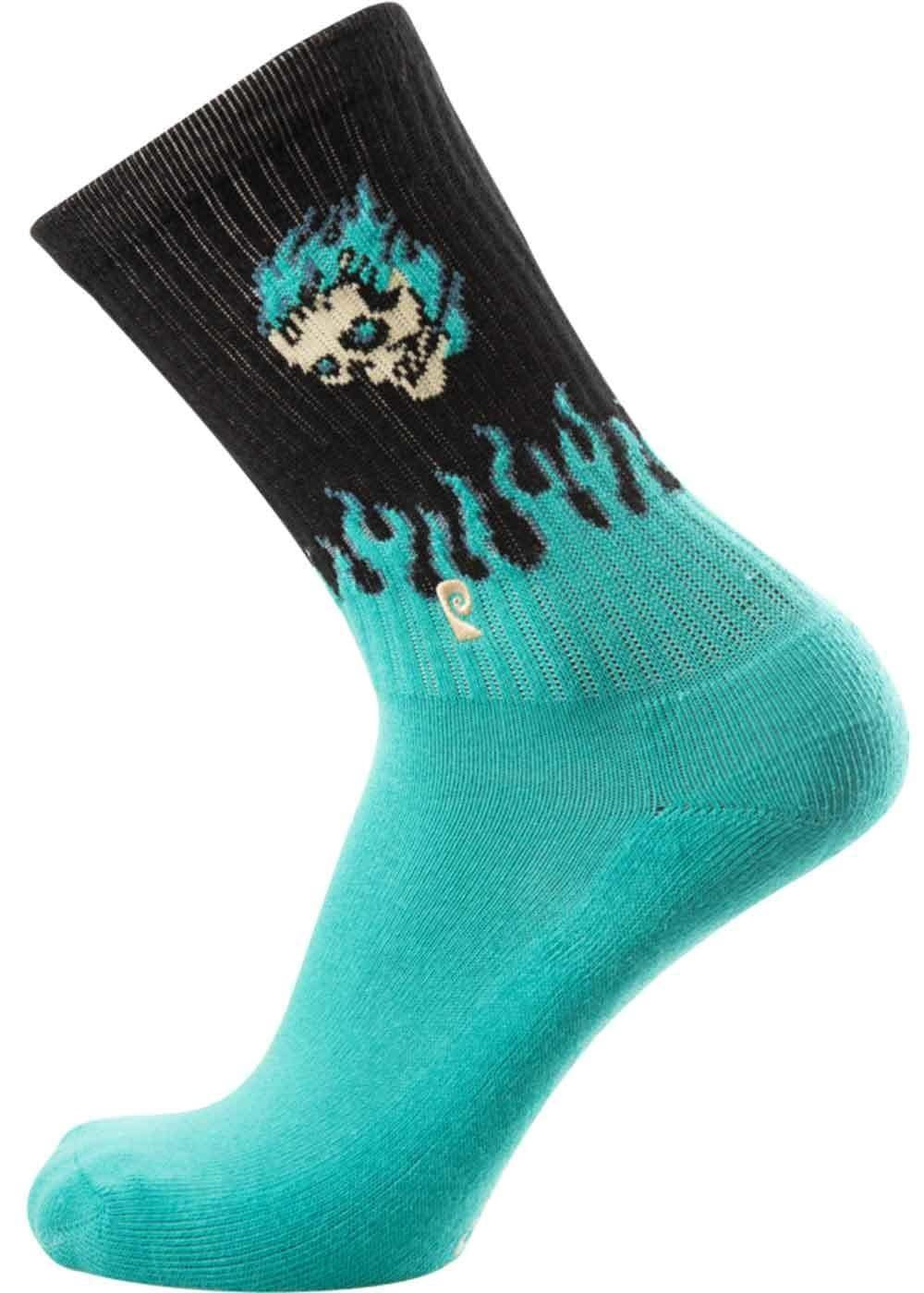 Flaming Skull Psocks - Black/Blue