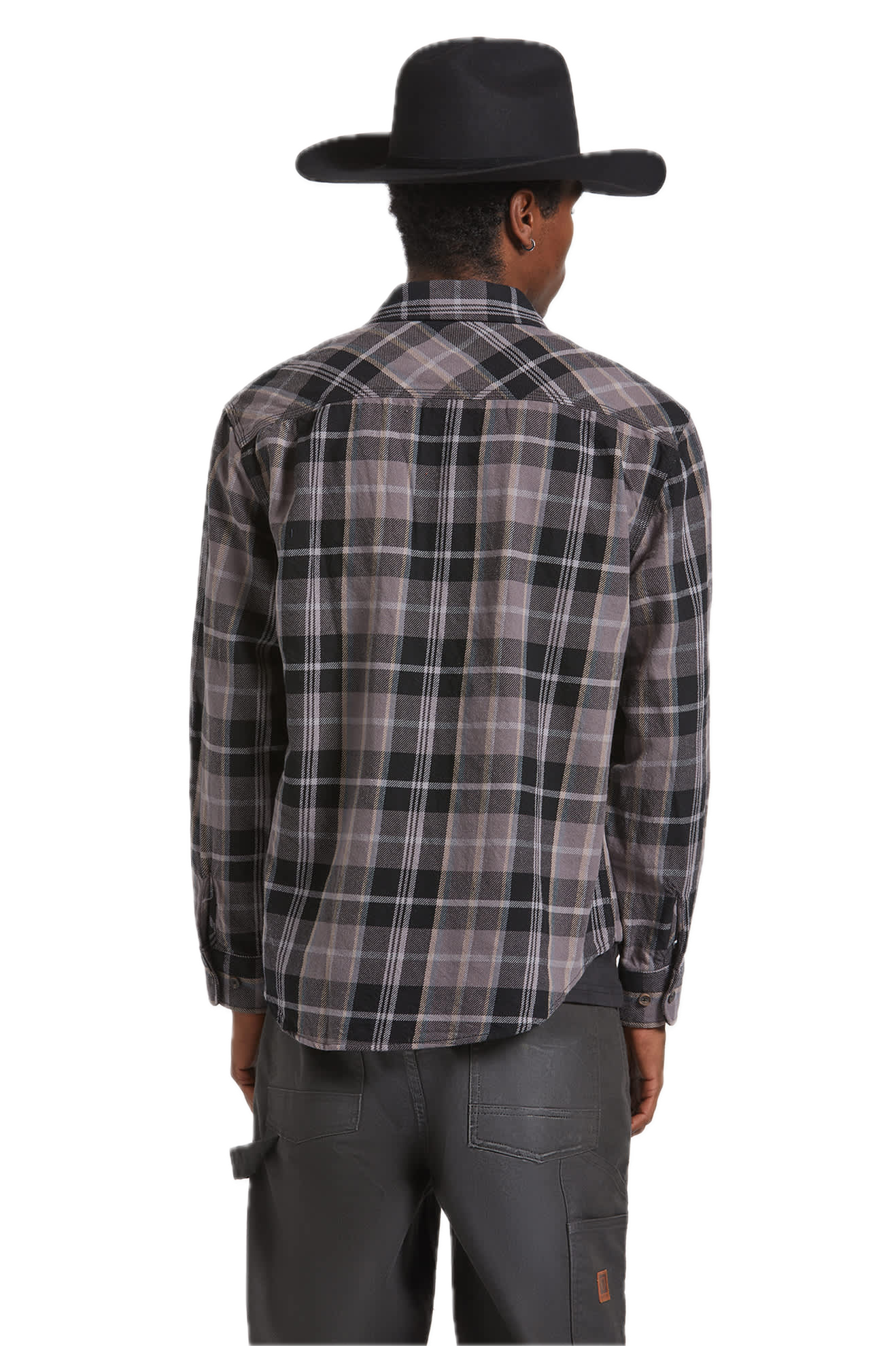 Vintage Wash L/S Flannel - Black/Charcoal Beige/Slate