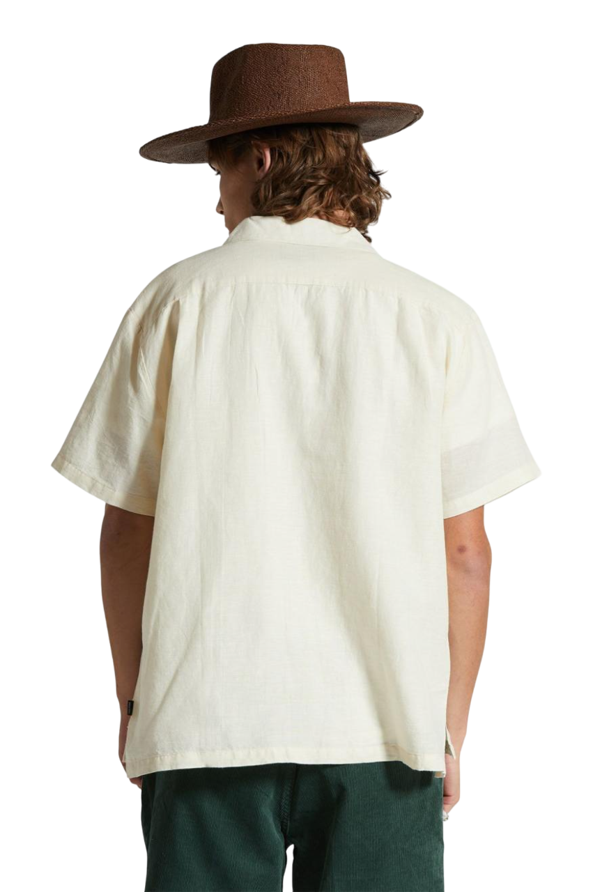 Bunker Linen Blend S/S Camp Collar Shirt - Whitecap