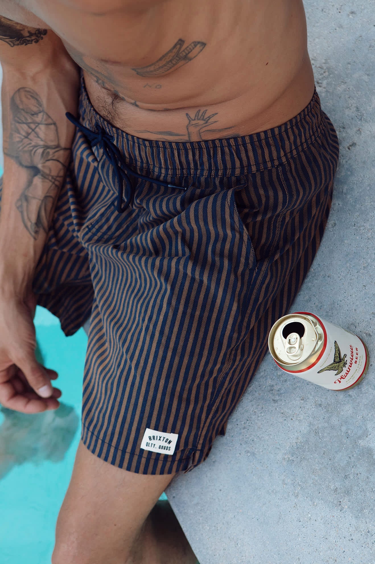 Everyday Stretch Hybrid Short 5.5" - Washed Navy/Sunbaked Herringbone