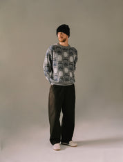 Pattern Logo Jacquard Sweater Knit - Light Grey