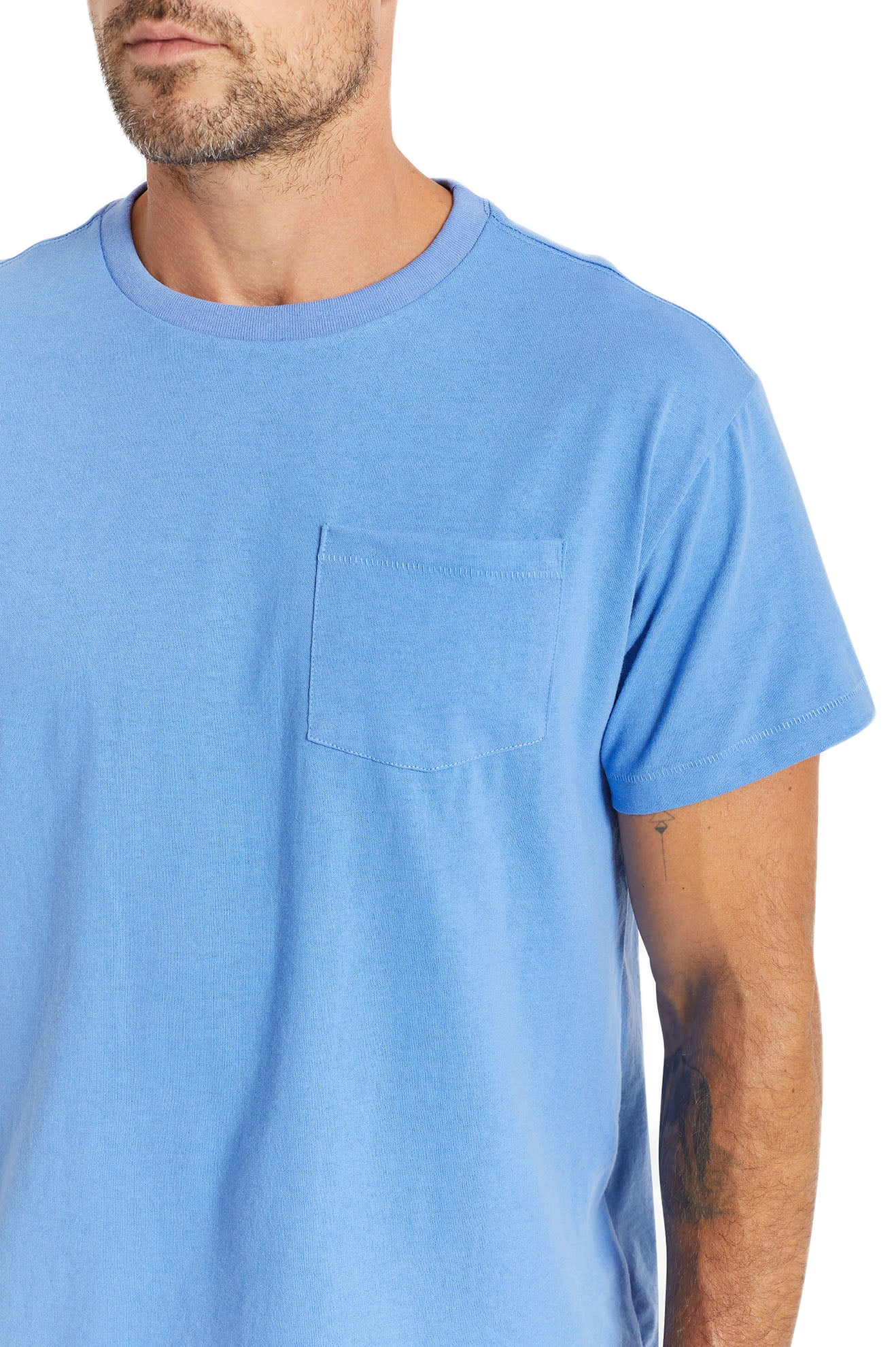 Basic S/S Pocket Tee - Sky Blue