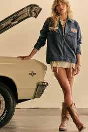 Goodyear Trademark Lightweight Coaches Jacket - Washed Navy